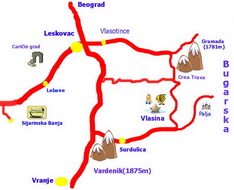 Vlasina - travel map