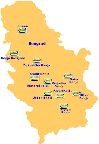 Banje Srbije - karta