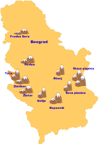 Planine Srbije - karta