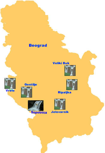 Waterfalss Serbia - map