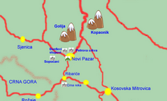 Manastir Đurđevi Stupovi - karta