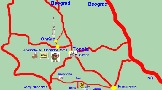 Šumadija - turistička karta